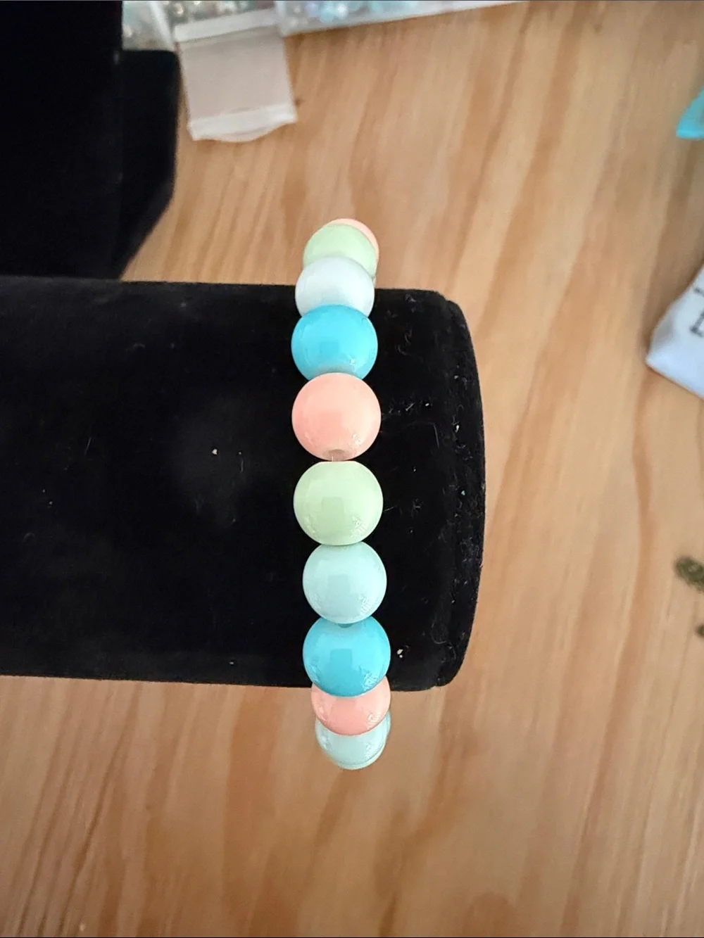 Adult size  Pastel Beaded Elastic Bracelet - Multi-Color